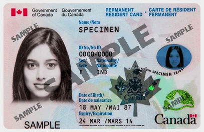 نمونه کارت اقامت دائم کانادا