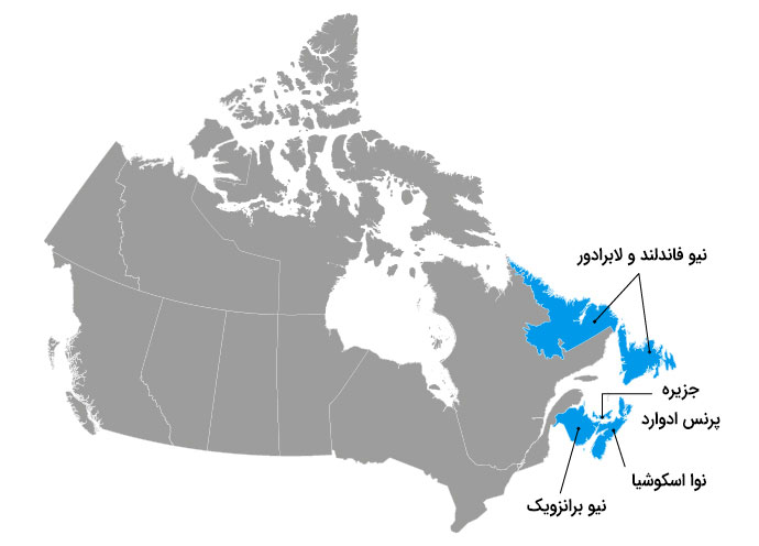 نقشه مناطق آتلانتیک کانادا