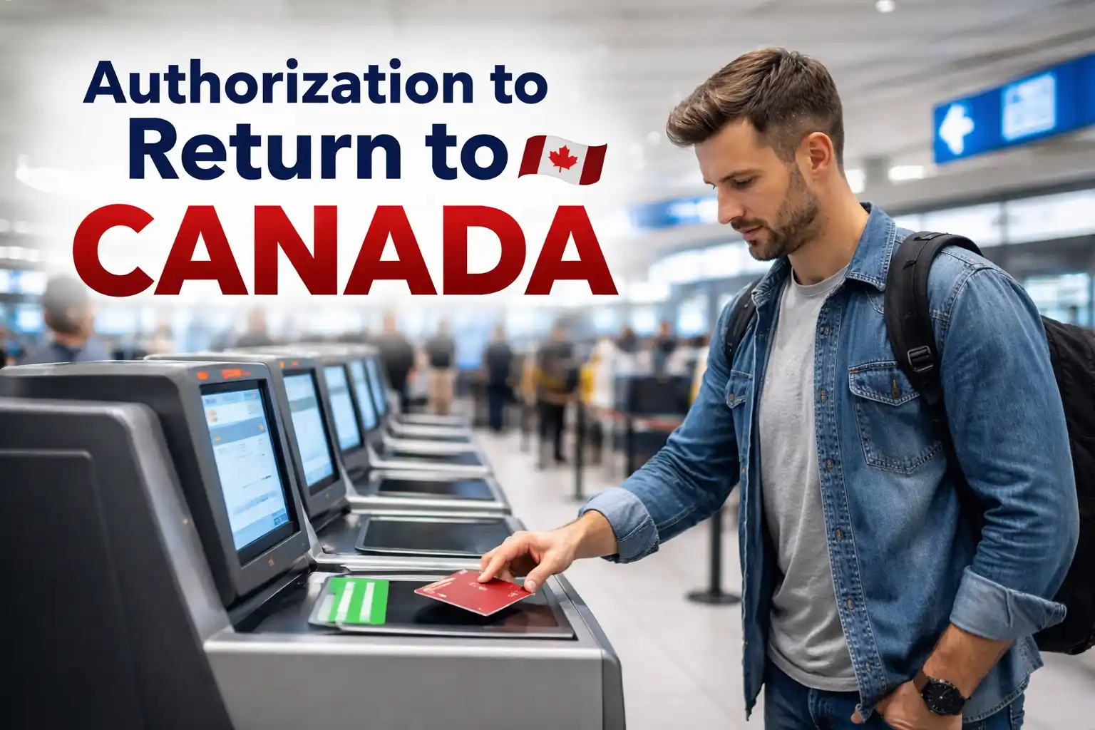 Traveler scanning passport at Toronto Pearson Airport – Authorization to Return to Canada (ARC) processing time